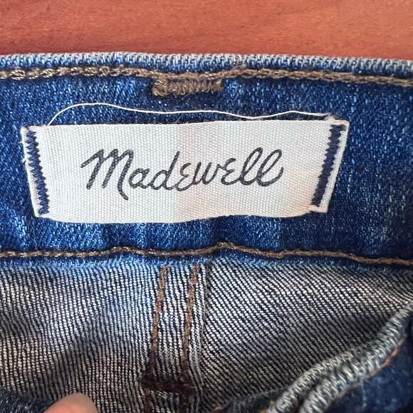 Madewell 9" High Rise Skinny Medium Wash Light Distressed Raw Hem Jean Women 27P - Picture 5 of 9